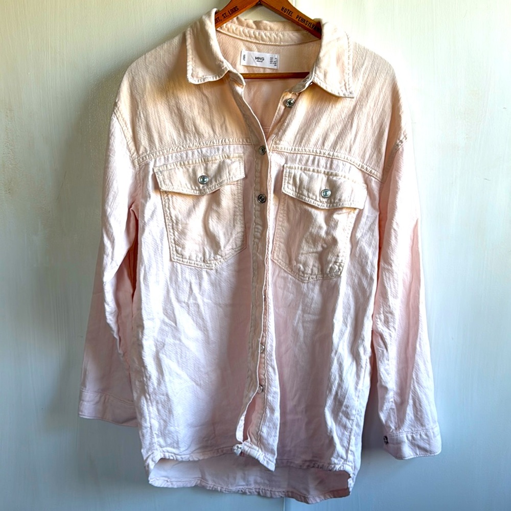 Size 2 MNG Pink Denim Button Down Top